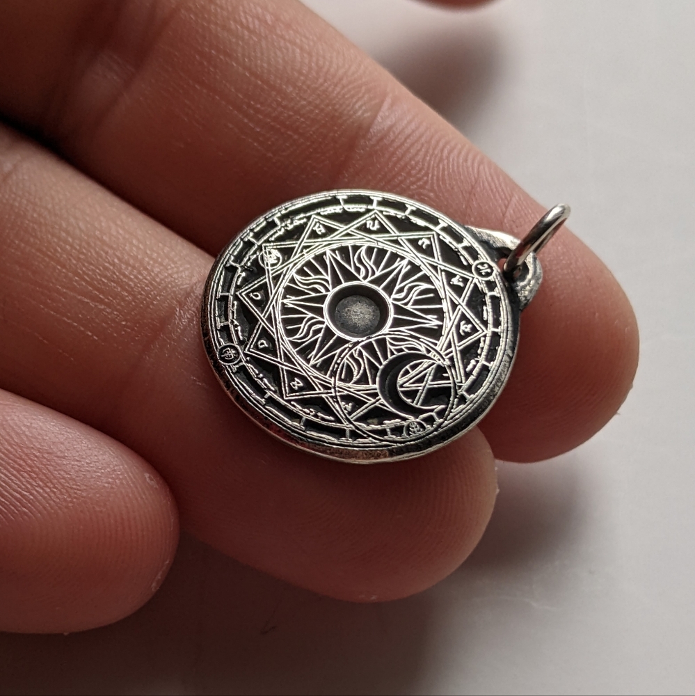 900 coin silver recycled artisan made silver stamped Sakura Card Captor Pendant